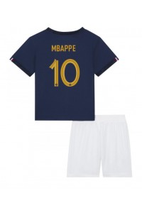 Fotbalové Dres Francie Kylian Mbappe #10 Dětské Domácí Oblečení MS 2022 Krátký Rukáv (+ trenýrky)